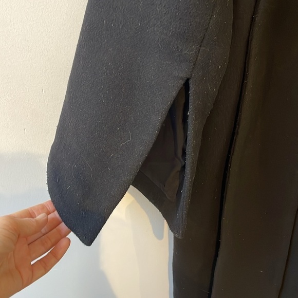 Oak + fort womens cocoon wool coat XS long zipper shawl scarf attached black - Picture 6 of 13